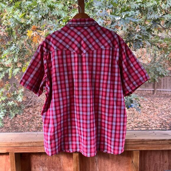 Wrangler Men's Western Fashion Snap Shirt Red Plaid Short Sleeves Size 2X - Picture 2 of 6